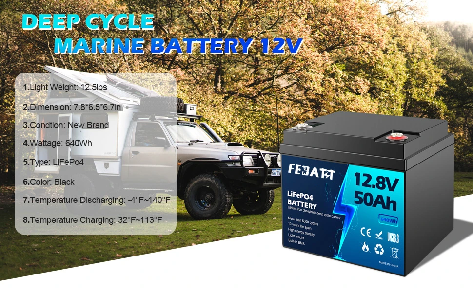 12.8V 50Ah LiFePO4 battery specifications
